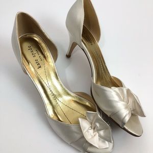 KATE SPADE “Satin Wedding Heels” Ivory